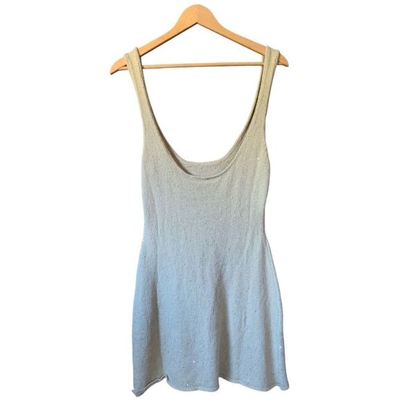 WeWoreWhat Scoop Neck Sequin‎ Mini Dress Pale Gold Size L - Picture 4 of 12